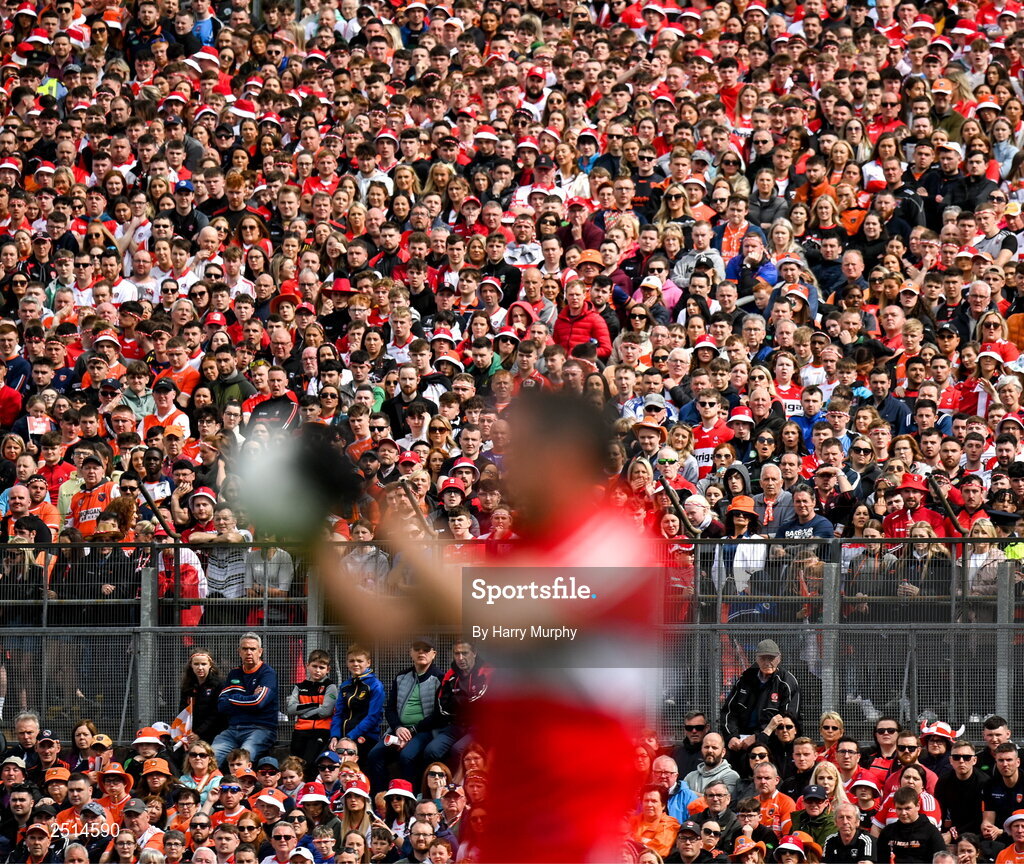 14 May 2023; Supporters look on during the Ulster GAA Football Senior Championship Final match between Armagh and Derry at St Tiernach’s Park in Clones, Monaghan. Photo by Harry Murphy/Sportsfile