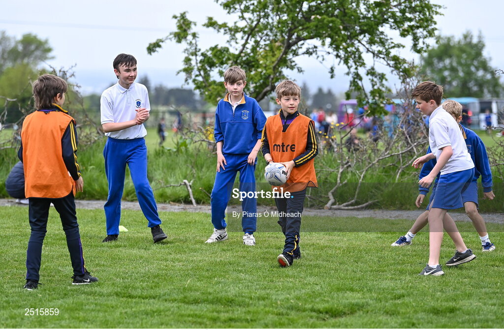 19 May 2023; Attendees during the Leinster Rugby DLR Region Primary School Blitz at Stillorgan Rathfarnham RFC in Dublin. Photo by Piaras Ó Mídheach/Sportsfile