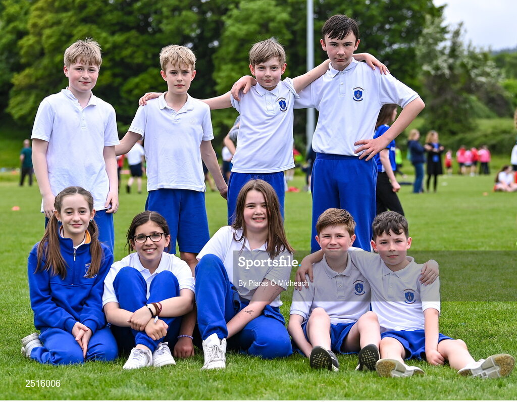 19 May 2023; Players from Our Lady of the Wayside, Kilternan, during the Leinster Rugby DLR Region Primary School Blitz at Stillorgan Rathfarnham RFC in Dublin. Photo by Piaras Ó Mídheach/Sportsfile