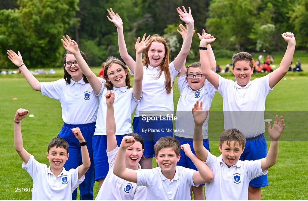 19 May 2023; Players from Our Lady of the Wayside, Kilternan, during the Leinster Rugby DLR Region Primary School Blitz at Stillorgan Rathfarnham RFC in Dublin. Photo by Piaras Ó Mídheach/Sportsfile