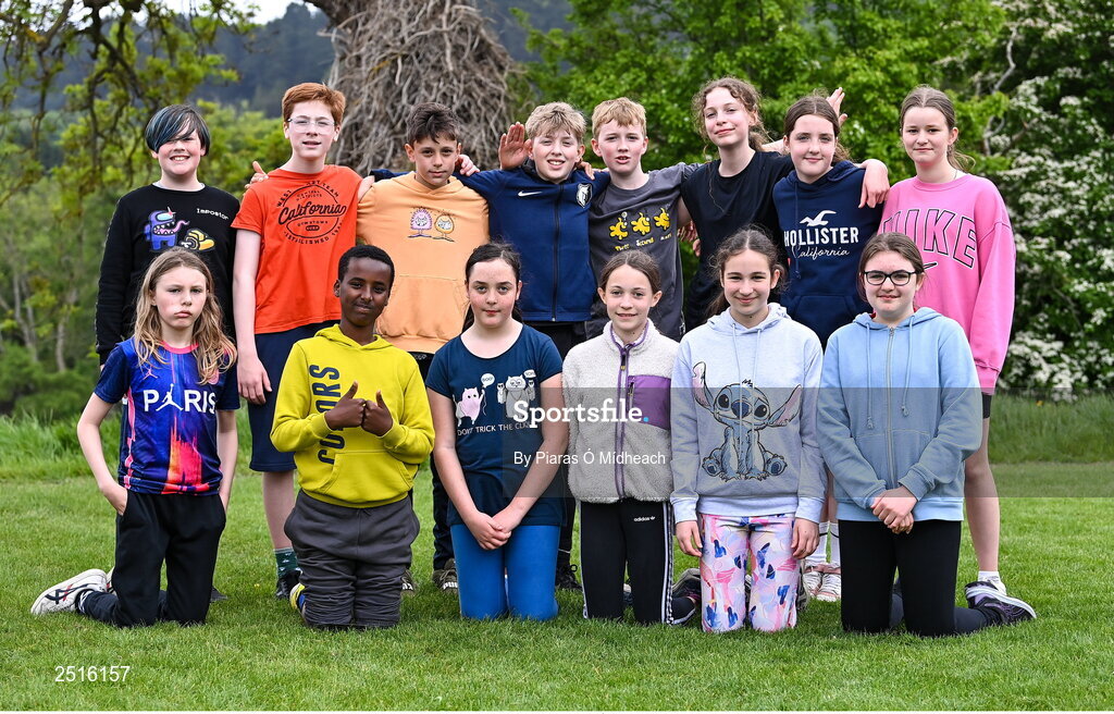 19 May 2023; Players from Rathfarnham Educate Together National School during the Leinster Rugby DLR Region Primary School Blitz at Stillorgan Rathfarnham RFC in Dublin. Photo by Piaras Ó Mídheach/Sportsfile