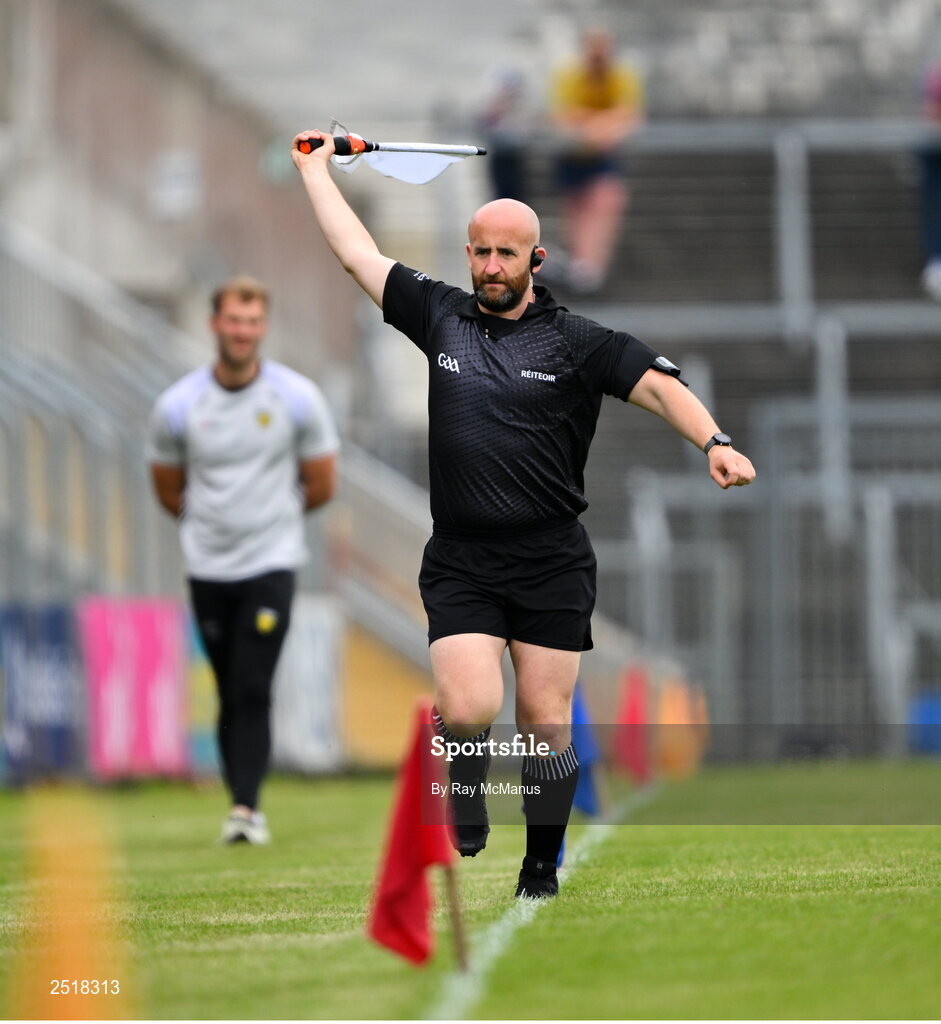 20 May 2023; Linesman Brendan Crawley before the GAA Football All-Ireland Senior Championship Round 1 match between Clare and Donegal at Cusack Park in Ennis, Clare. Photo by Ray McManus/Sportsfile