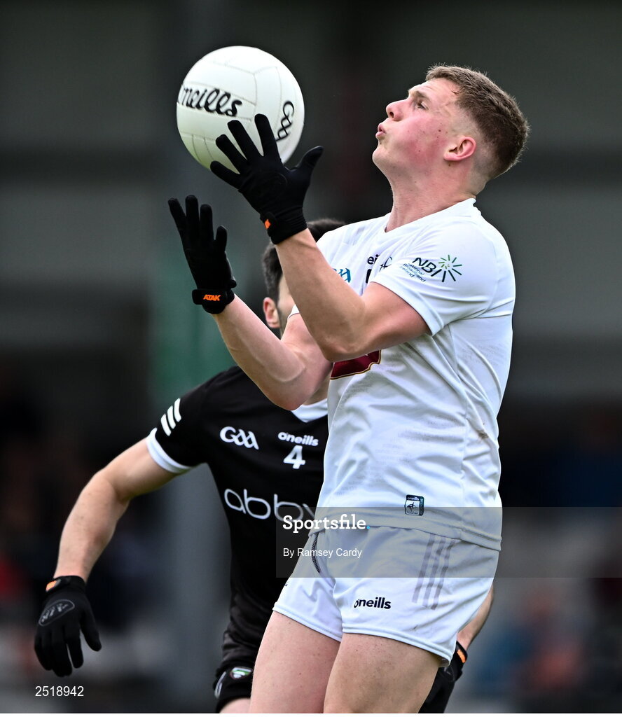 21 May 2023; Paddy Woodgate of Kildare in action against Nathan Mullen of Sligo during the GAA Football All-Ireland Senior Championship Round 1 match between Sligo and Kildare at Markievicz Park in Sligo. Photo by Ramsey Cardy/Sportsfile