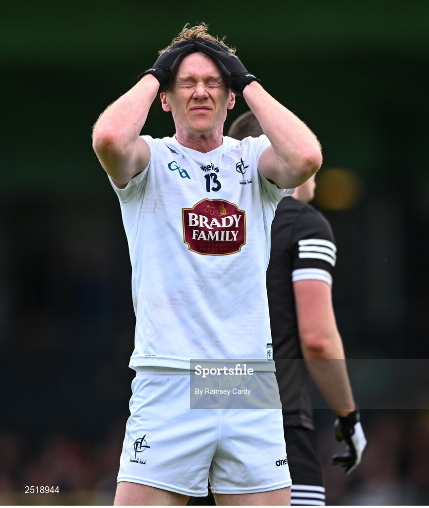 21 May 2023; Paul Cribbin of Kildare reacts after a missed goal chance during the GAA Football All-Ireland Senior Championship Round 1 match between Sligo and Kildare at Markievicz Park in Sligo. Photo by Ramsey Cardy/Sportsfile