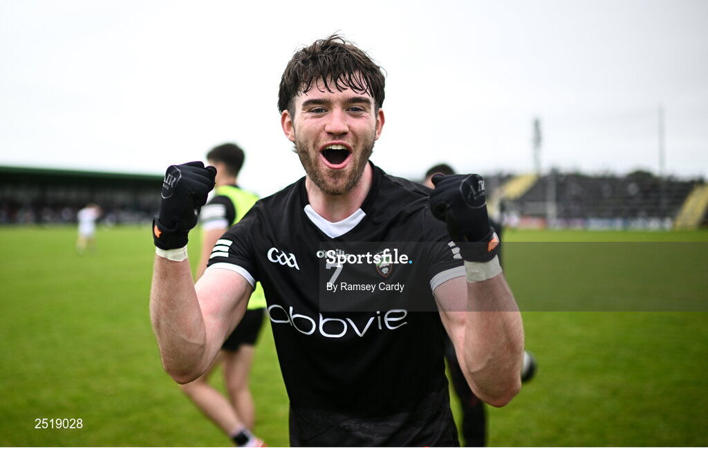 21 May 2023; Luke Towey of Sligo celebrates his side's draw in the GAA Football All-Ireland Senior Championship Round 1 match between Sligo and Kildare at Markievicz Park in Sligo. Photo by Ramsey Cardy/Sportsfile