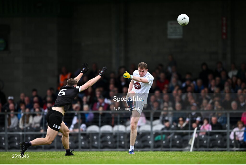 21 May 2023; Aaron Masterson of Kildare in action against Brian Cox of Sligo during the GAA Football All-Ireland Senior Championship Round 1 match between Sligo and Kildare at Markievicz Park in Sligo. Photo by Ramsey Cardy/Sportsfile