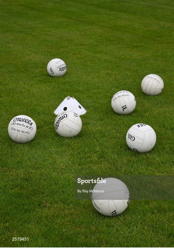 20 May 2023; O'Neills footballs on the pitch before the GAA Football All-Ireland Senior Championship Round 1 match between Clare and Donegal at Cusack Park in Ennis, Clare. Photo by Ray McManus/Sportsfile