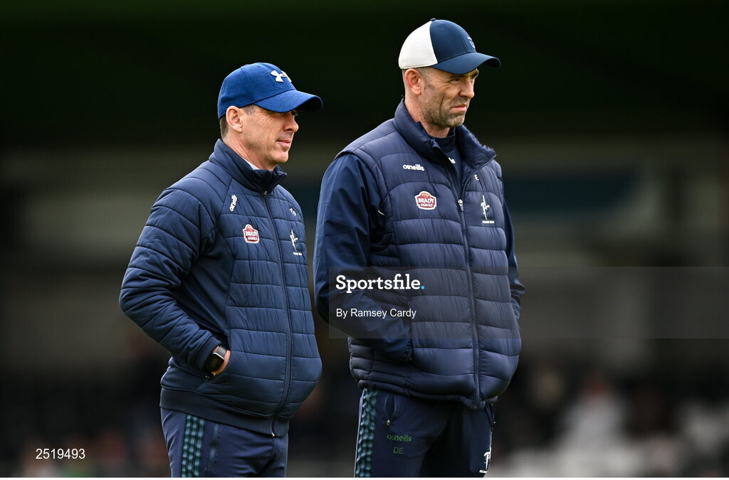 21 May 2023; Kildare selectors Anthony Rainbow, left, and Dermot Earley before the GAA Football All-Ireland Senior Championship Round 1 match between Sligo and Kildare at Markievicz Park in Sligo. Photo by Ramsey Cardy/Sportsfile