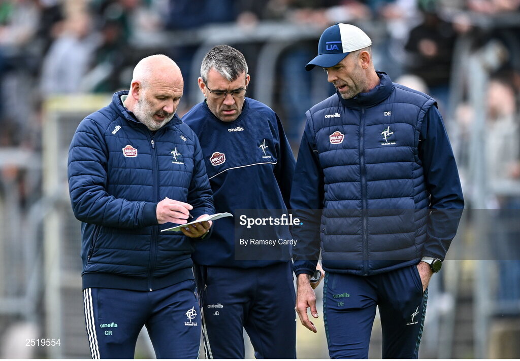21 May 2023; Kildare manager Glenn Ryan, left, with selectors John Doyle, centre, and Dermot Earley during the GAA Football All-Ireland Senior Championship Round 1 match between Sligo and Kildare at Markievicz Park in Sligo. Photo by Ramsey Cardy/Sportsfile