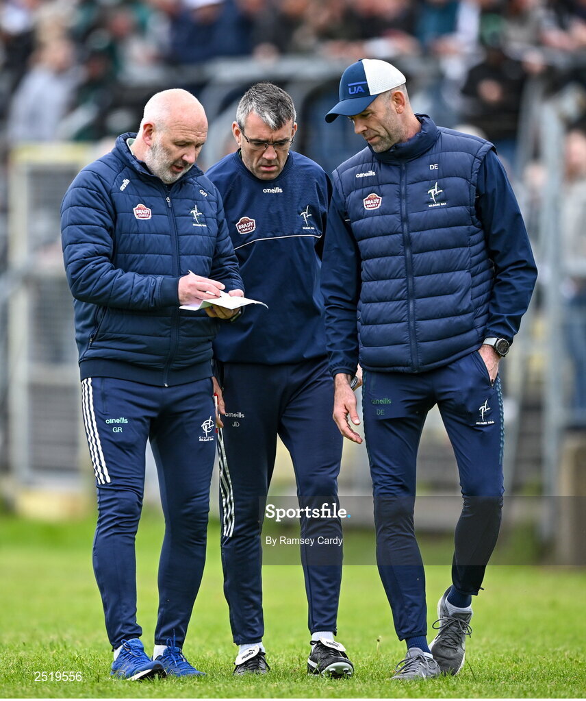 21 May 2023; Kildare manager Glenn Ryan, left, with selectors John Doyle, centre, and Dermot Earley during the GAA Football All-Ireland Senior Championship Round 1 match between Sligo and Kildare at Markievicz Park in Sligo. Photo by Ramsey Cardy/Sportsfile