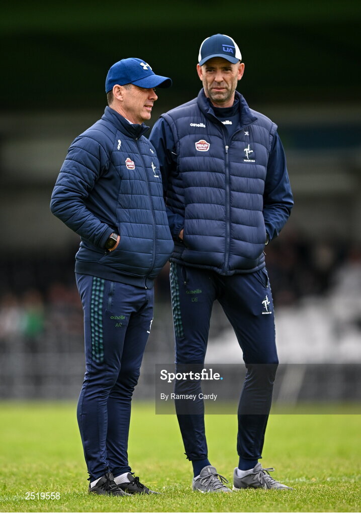 21 May 2023; Kildare selectors Anthony Rainbow, left, and Dermot Earley before the GAA Football All-Ireland Senior Championship Round 1 match between Sligo and Kildare at Markievicz Park in Sligo. Photo by Ramsey Cardy/Sportsfile
