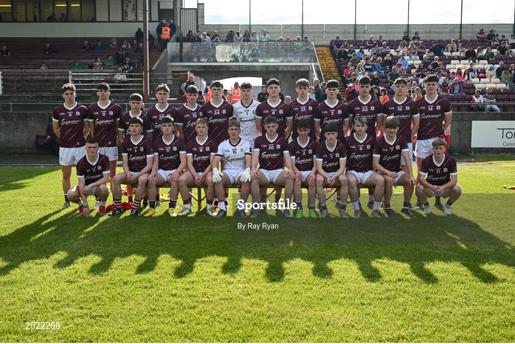 26 May 2023; The Galway squad before the 2023 Electric Ireland Connacht GAA Football Minor Championship Final between Galway and Mayo at Tuam Stadium in Galway. Photo by Ray Ryan/Sportsfile