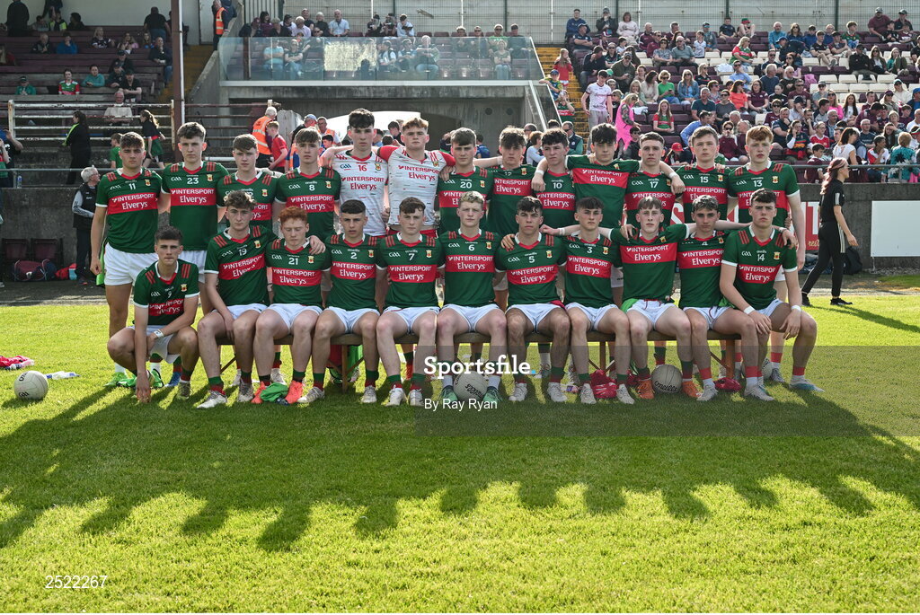 26 May 2023; The Mayo squad before the 2023 Electric Ireland Connacht GAA Football Minor Championship Final between Galway and Mayo at Tuam Stadium in Galway. Photo by Ray Ryan/Sportsfile