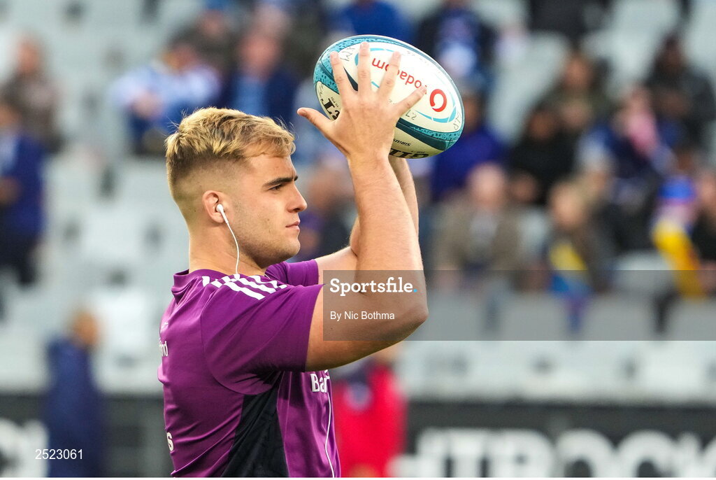 27 May 2023; Alex Kendellen of Munster warms up before the United Rugby Championship Final match between DHL Stormers and Munster at DHL Stadium in Cape Town, South Africa. Photo by Nic Bothma/Sportsfile
