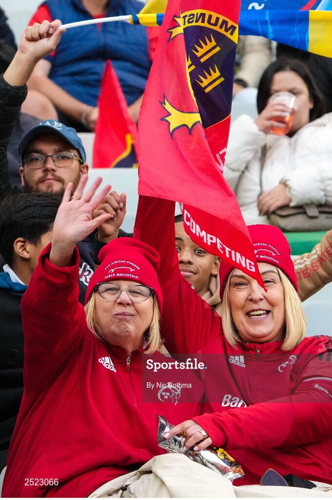 27 May 2023; Munster supporters before the United Rugby Championship Final match between DHL Stormers and Munster at DHL Stadium in Cape Town, South Africa. Photo by Nic Bothma/Sportsfile
