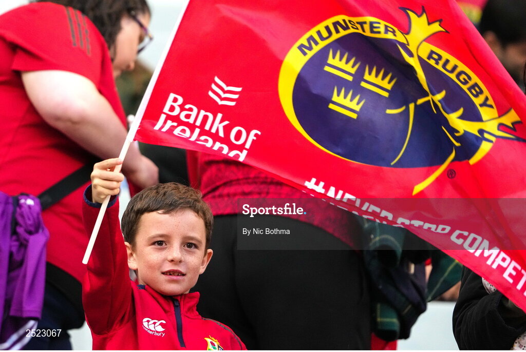 27 May 2023; A Munster supporter reacts before the United Rugby Championship Final match between DHL Stormers and Munster at DHL Stadium in Cape Town, South Africa. Photo by Nic Bothma/Sportsfile