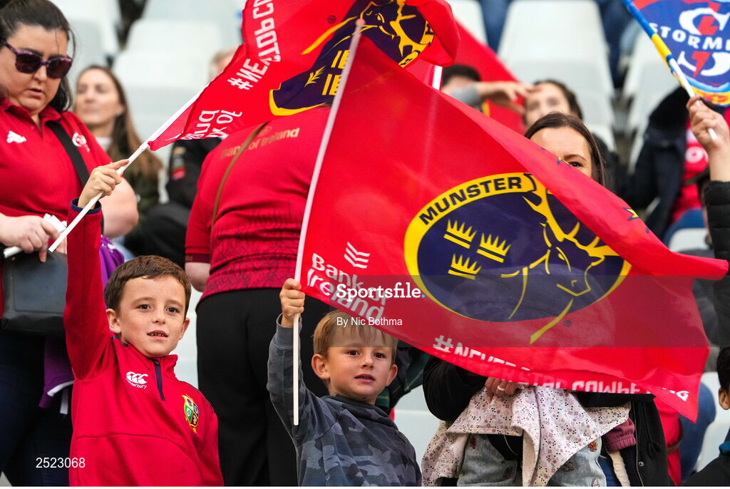 27 May 2023; Munster supporters before the United Rugby Championship Final match between DHL Stormers and Munster at DHL Stadium in Cape Town, South Africa. Photo by Nic Bothma/Sportsfile