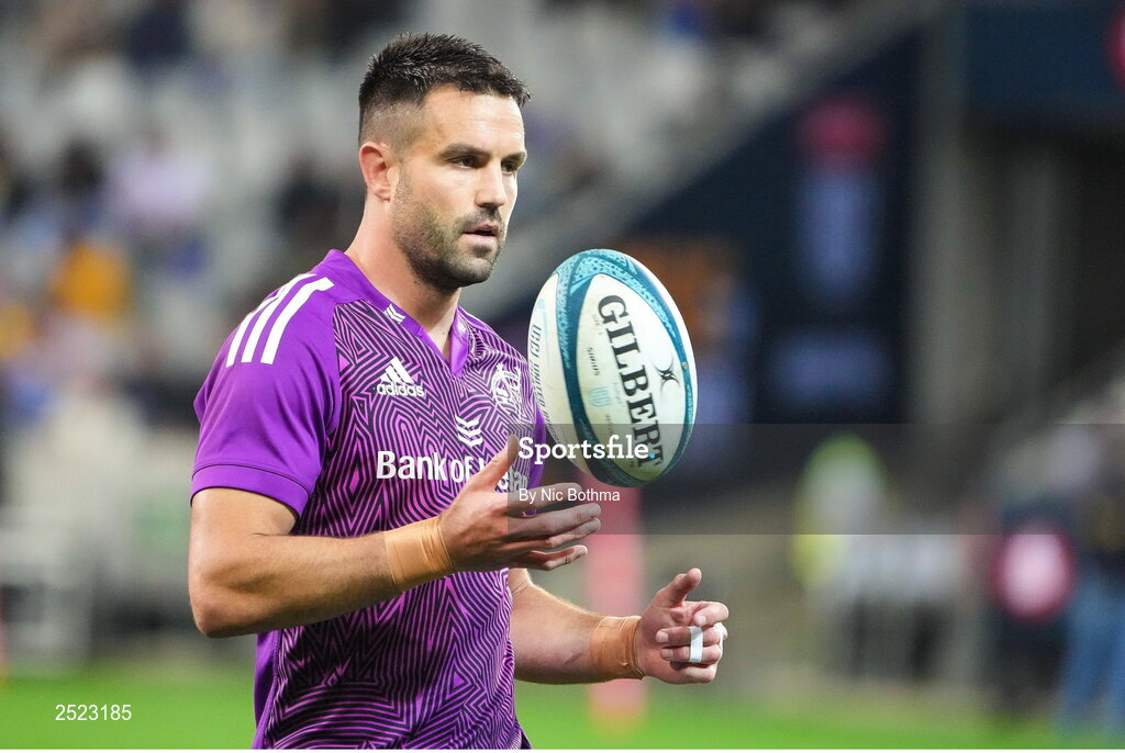 27 May 2023; Conor Murray of Munster warms up before the United Rugby Championship Final match between DHL Stormers and Munster at DHL Stadium in Cape Town, South Africa. Photo by Nic Bothma/Sportsfile