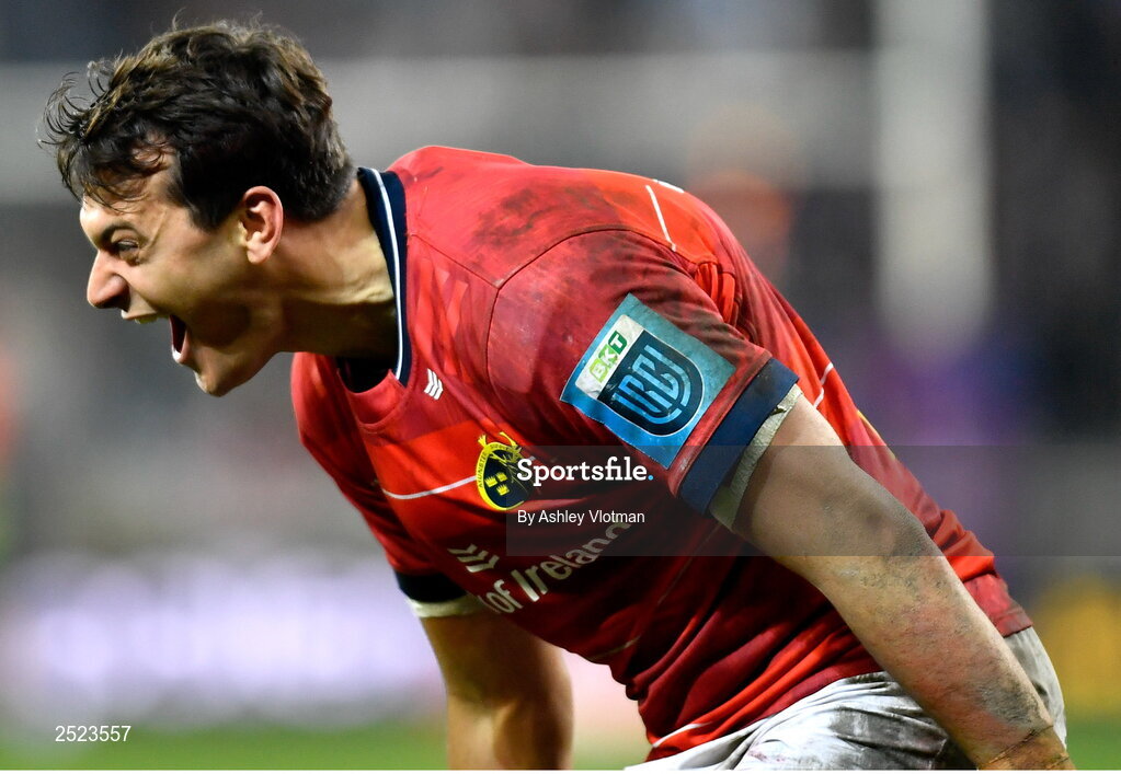 27 May 2023; Antoine Frisch of Munster celebrates at the final whistle of the United Rugby Championship Final match between DHL Stormers and Munster at DHL Stadium in Cape Town, South Africa. Photo by Ashley Vlotman/Sportsfile