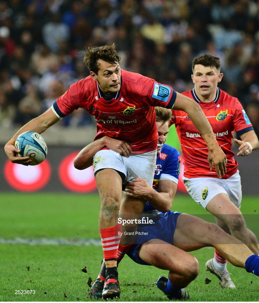 27 May 2023; Antoine Frisch of Munster during the United Rugby Championship Final match between DHL Stormers and Munster at DHL Stadium in Cape Town, South Africa. Photo by Grant Pitcher/Sportsfile