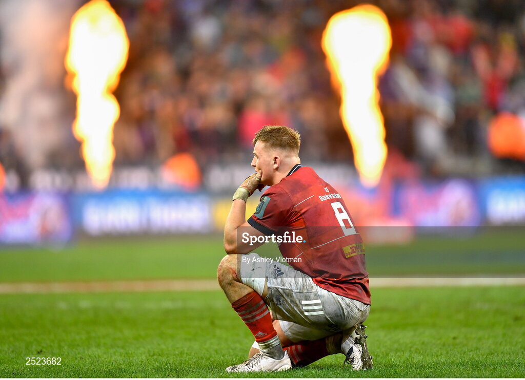 27 May 2023; Gavin Coombes of Munster at the final whistle of the United Rugby Championship Final match between DHL Stormers and Munster at DHL Stadium in Cape Town, South Africa. Photo by Ashley Vlotman/Sportsfile