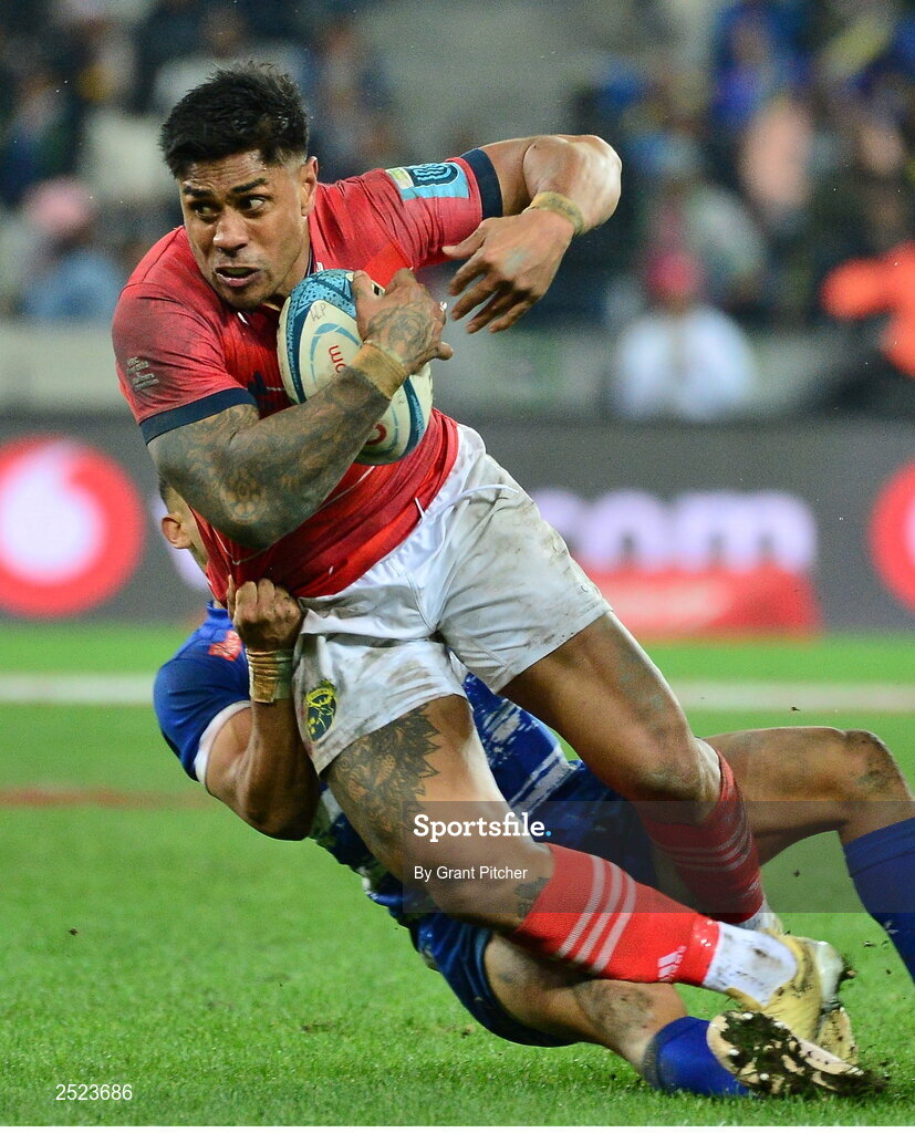27 May 2023; Malakai Fekitoa of Munster during the United Rugby Championship Final match between DHL Stormers and Munster at DHL Stadium in Cape Town, South Africa. Photo by Grant Pitcher/Sportsfile