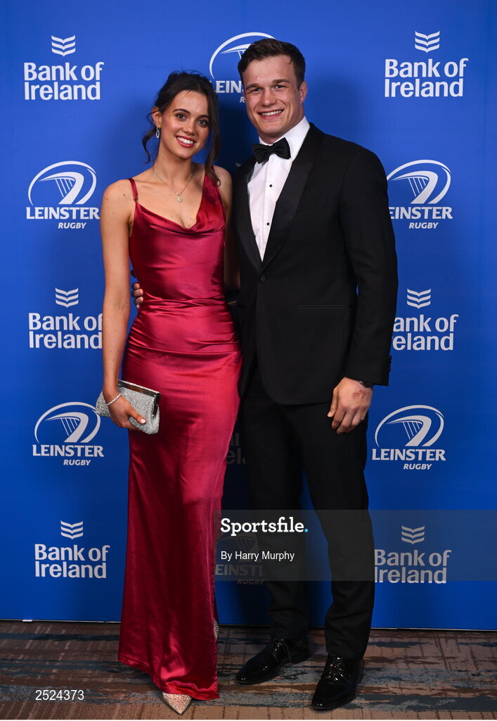 28 May 2023; On arrival at the Leinster Rugby Awards Ball is Josh van der Flier and Sophie De Patoul. The Leinster Rugby Awards Ball, which took place at the Clayton Hotel Burlington Road in Dublin, was a celebration of the 2022/23 Leinster Rugby. Photo by Harry Murphy/Sportsfile