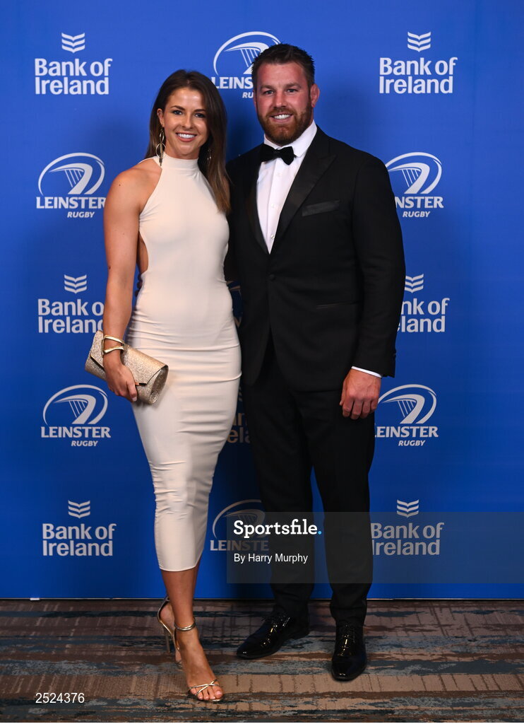 28 May 2023; On arrival at the Leinster Rugby Awards Ball is Sean O'Brien and Elly Selley. The Leinster Rugby Awards Ball, which took place at the Clayton Hotel Burlington Road in Dublin, was a celebration of the 2022/23 Leinster Rugby. Photo by Harry Murphy/Sportsfile