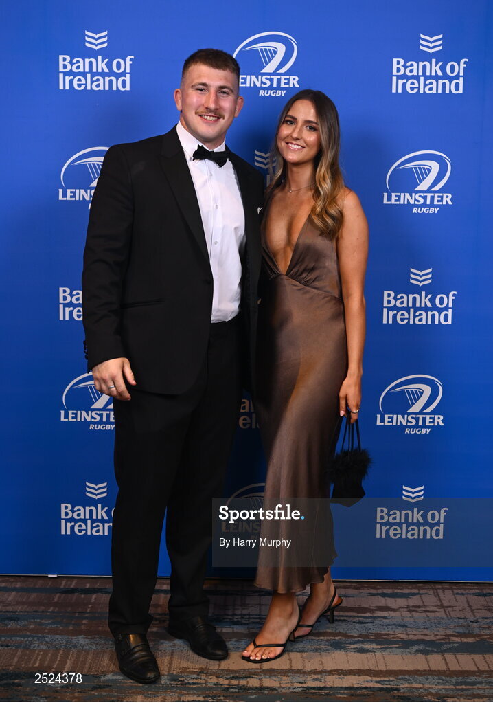 28 May 2023; On arrival at the Leinster Rugby Awards Ball is John McKee and Megan Whelan. The Leinster Rugby Awards Ball, which took place at the Clayton Hotel Burlington Road in Dublin, was a celebration of the 2022/23 Leinster Rugby. Photo by Harry Murphy/Sportsfile