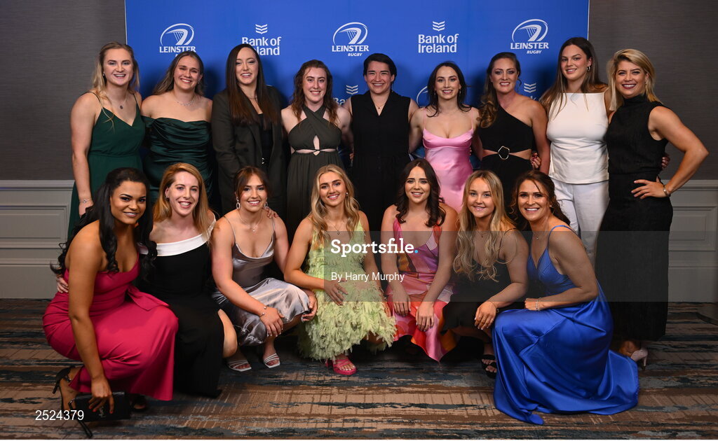 28 May 2023; On arrival at the Leinster Rugby Awards Ball is members of the women's squad. The Leinster Rugby Awards Ball, which took place at the Clayton Hotel Burlington Road in Dublin, was a celebration of the 2022/23 Leinster Rugby. Photo by Harry Murphy/Sportsfile
