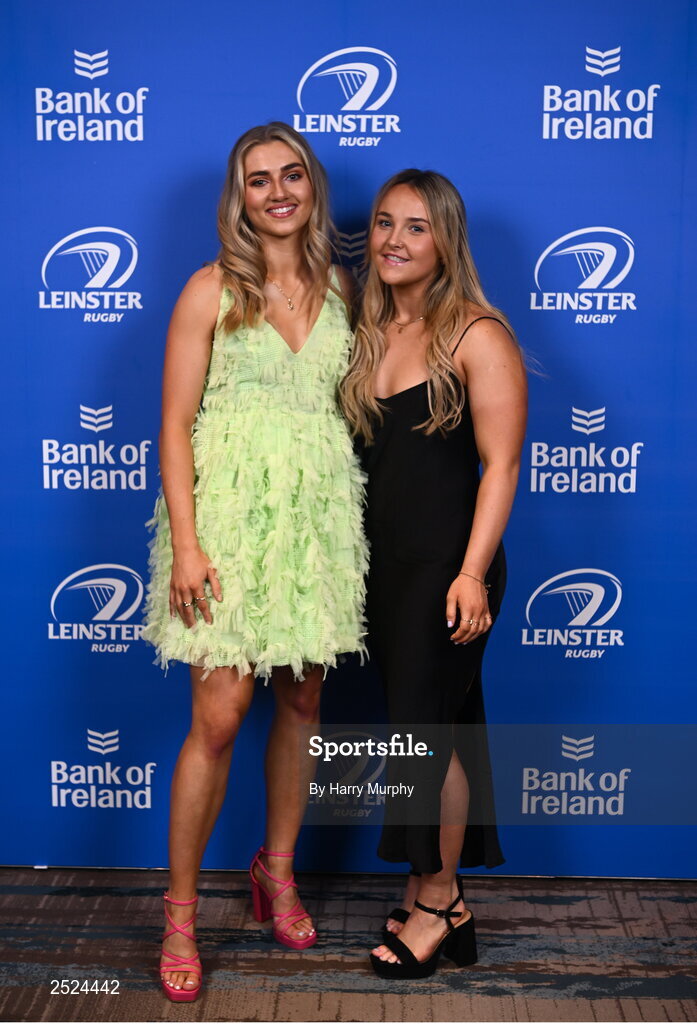 28 May 2023; On arrival at the Leinster Rugby Awards Ball is Anna Doyle and Aoife Dalton. The Leinster Rugby Awards Ball, which took place at the Clayton Hotel Burlington Road in Dublin, was a celebration of the 2022/23 Leinster Rugby season. Photo by Harry Murphy/Sportsfile