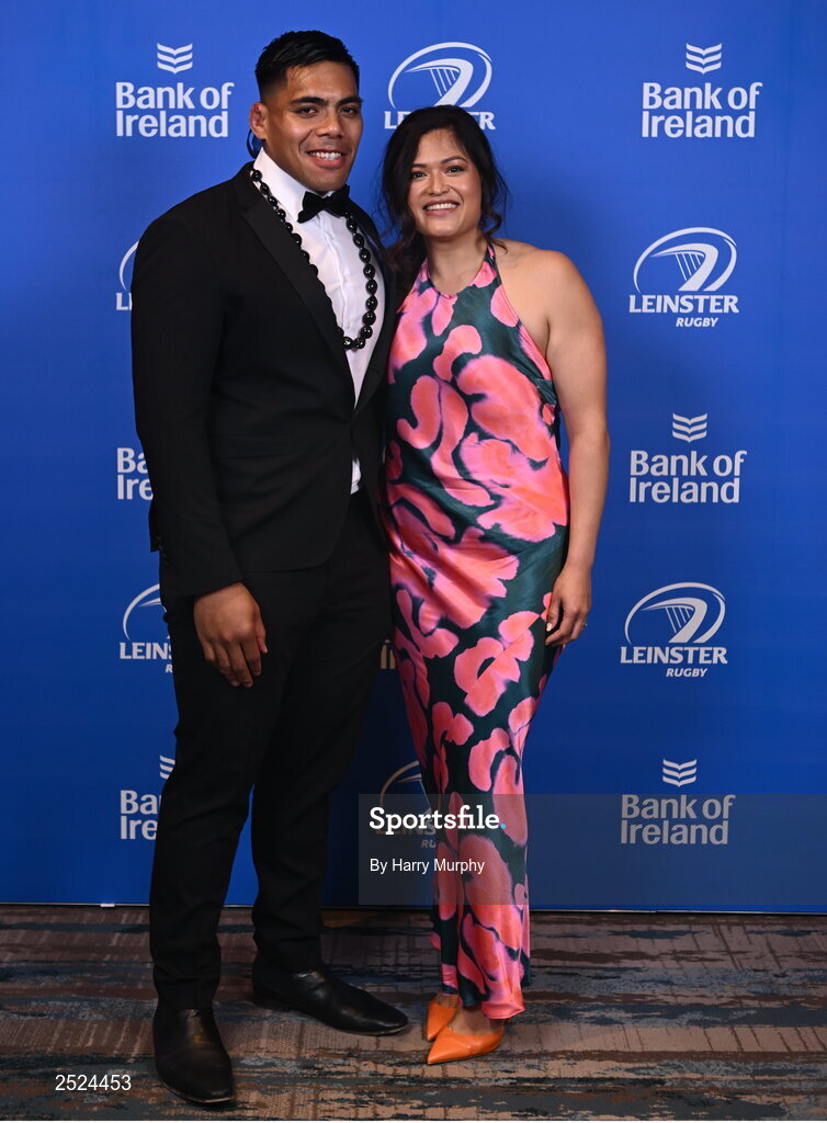 28 May 2023; On arrival at the Leinster Rugby Awards Ball is Michael and Sekarani Ala'alatoa. The Leinster Rugby Awards Ball, which took place at the Clayton Hotel Burlington Road in Dublin, was a celebration of the 2022/23 Leinster Rugby season. Photo by Harry Murphy/Sportsfile