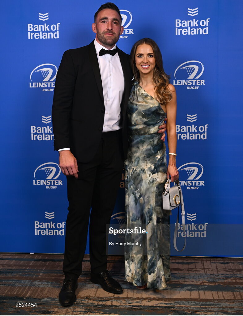 28 May 2023; On arrival at the Leinster Rugby Awards Ball is Jack and Ali Conan. The Leinster Rugby Awards Ball, which took place at the Clayton Hotel Burlington Road in Dublin, was a celebration of the 2022/23 Leinster Rugby season. Photo by Harry Murphy/Sportsfile