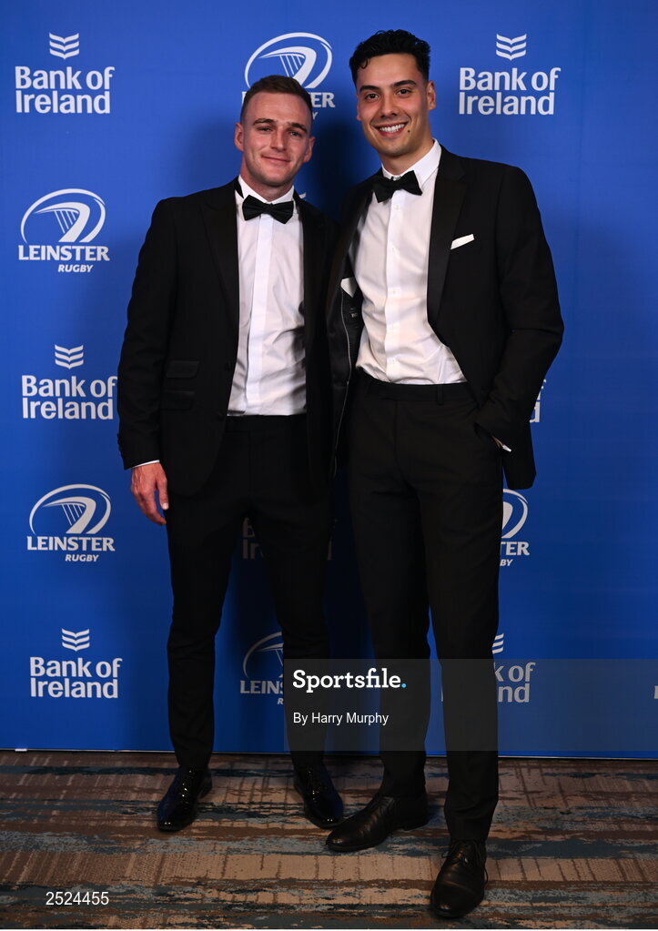 28 May 2023; On arrival at the Leinster Rugby Awards Ball is Nick McCarthy and Sam Yong. The Leinster Rugby Awards Ball, which took place at the Clayton Hotel Burlington Road in Dublin, was a celebration of the 2022/23 Leinster Rugby. Photo by Harry Murphy/Sportsfile