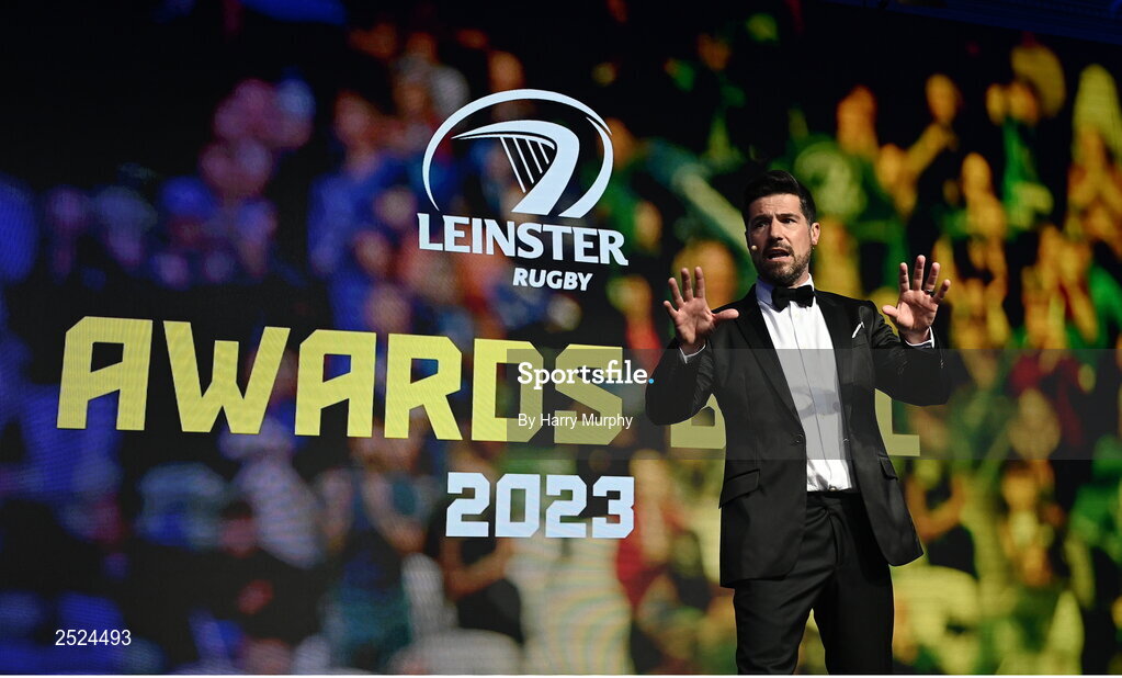 28 May 2023; MC Craig Doyle during the Leinster Rugby Awards Ball, which took place at The Clayton Hotel Burlington Road in Dublin, was a celebration of the 2022/23 Leinster Rugby season. Photo by Harry Murphy/Sportsfile