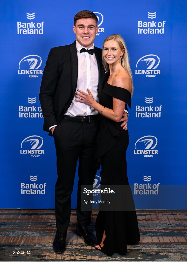 28 May 2023; On arrival at the Leinster Rugby Awards Ball is Garry Ringrose and Ellen Beirne. The Leinster Rugby Awards Ball, which took place at the Clayton Hotel Burlington Road in Dublin, was a celebration of the 2022/23 Leinster Rugby season. Photo by Harry Murphy/Sportsfile