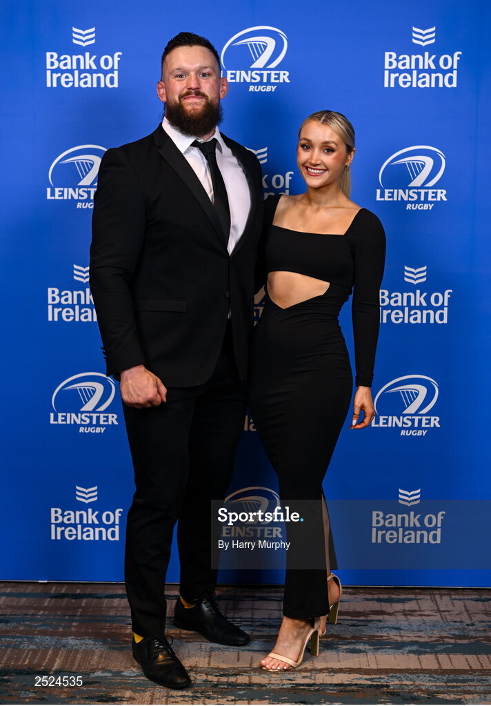 28 May 2023; On arrival at the Leinster Rugby Awards Ball is Andrew Porter and Elaine Sutton. The Leinster Rugby Awards Ball, which took place at the Clayton Hotel Burlington Road in Dublin, was a celebration of the 2022/23 Leinster Rugby season. Photo by Harry Murphy/Sportsfile