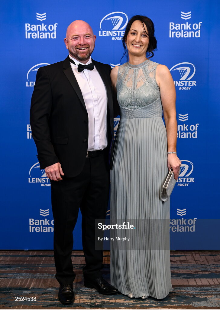 28 May 2023; On arrival at the Leinster Rugby Awards Ball is Jim and Noelle Bastick. The Leinster Rugby Awards Ball, which took place at the Clayton Hotel Burlington Road in Dublin, was a celebration of the 2022/23 Leinster Rugby season. Photo by Harry Murphy/Sportsfile
