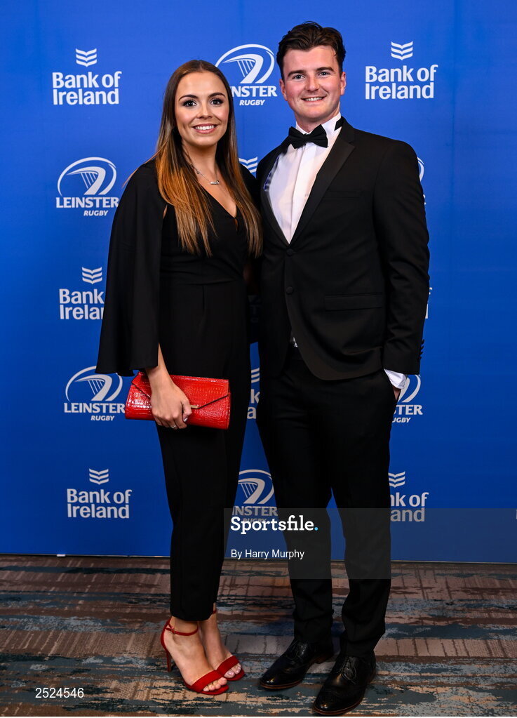 28 May 2023; On arrival at the Leinster Rugby Awards Ball is Jack O'Brien and Sophie-Marie Davies. The Leinster Rugby Awards Ball, which took place at the Clayton Hotel Burlington Road in Dublin, was a celebration of the 2022/23 Leinster Rugby season. Photo by Harry Murphy/Sportsfile