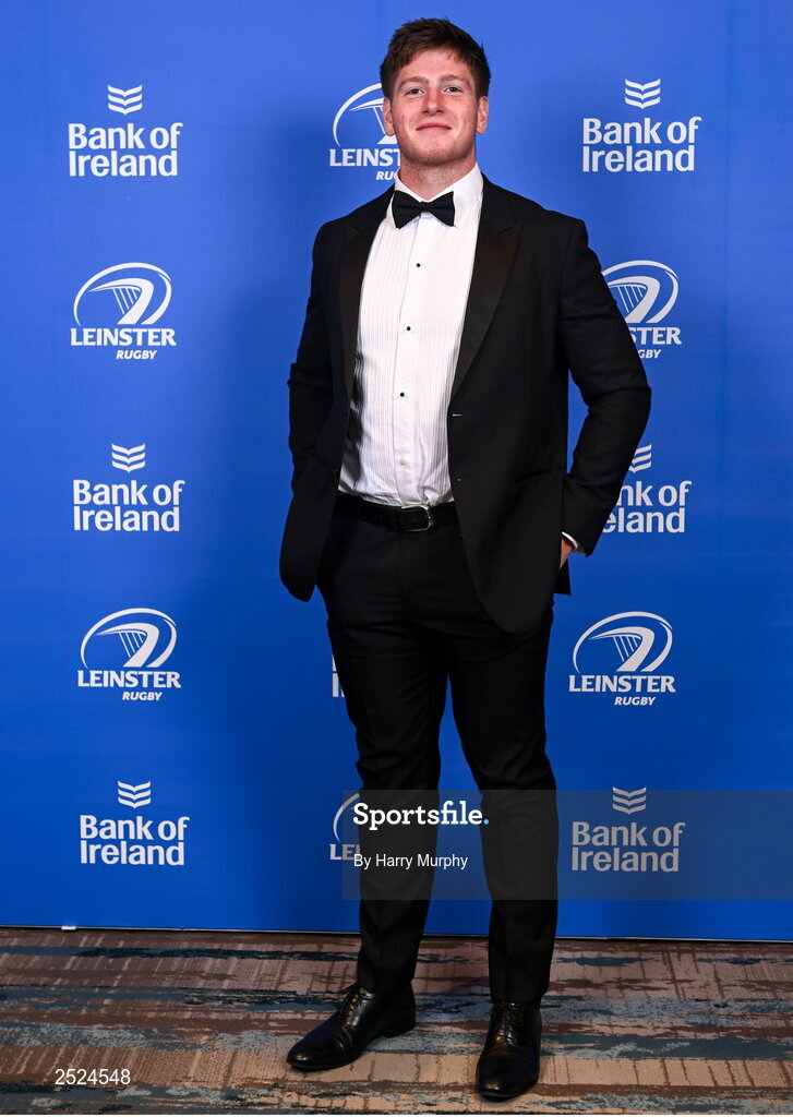 28 May 2023; On arrival at the Leinster Rugby Awards Ball is Joe McCarthy. The Leinster Rugby Awards Ball, which took place at the Clayton Hotel Burlington Road in Dublin, was a celebration of the 2022/23 Leinster Rugby. Photo by Harry Murphy/Sportsfile