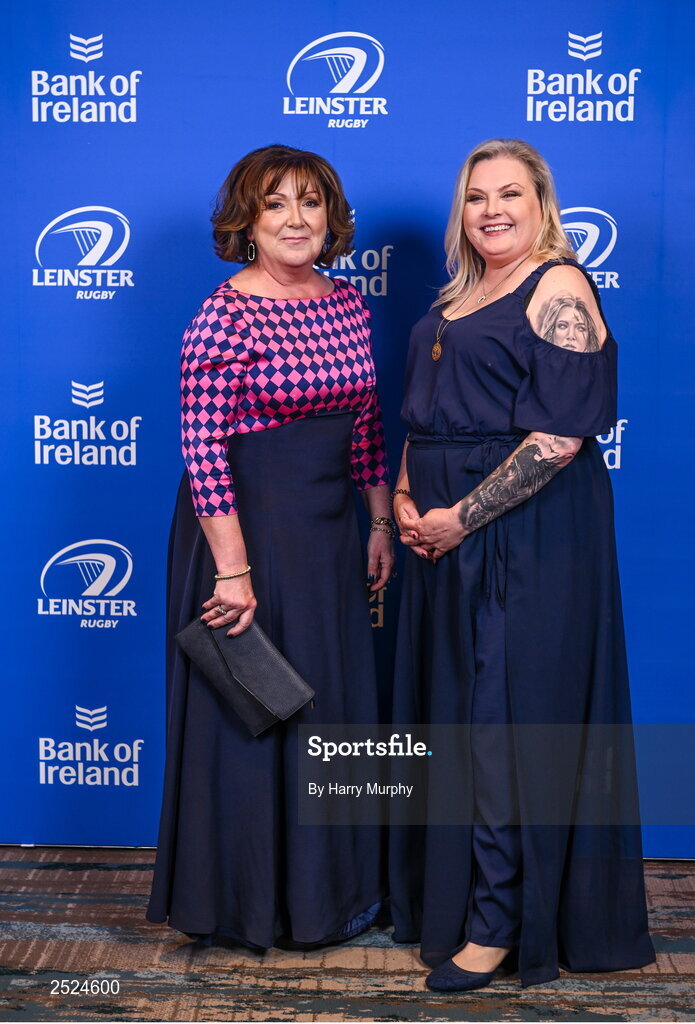 28 May 2023; On arrival at the Leinster Rugby Awards Ball is Jacinta O'Rourke and Debbie Carty. The Leinster Rugby Awards Ball, which took place at the Clayton Hotel Burlington Road in Dublin, was a celebration of the 2022/23 Leinster Rugby season. Photo by Harry Murphy/Sportsfile