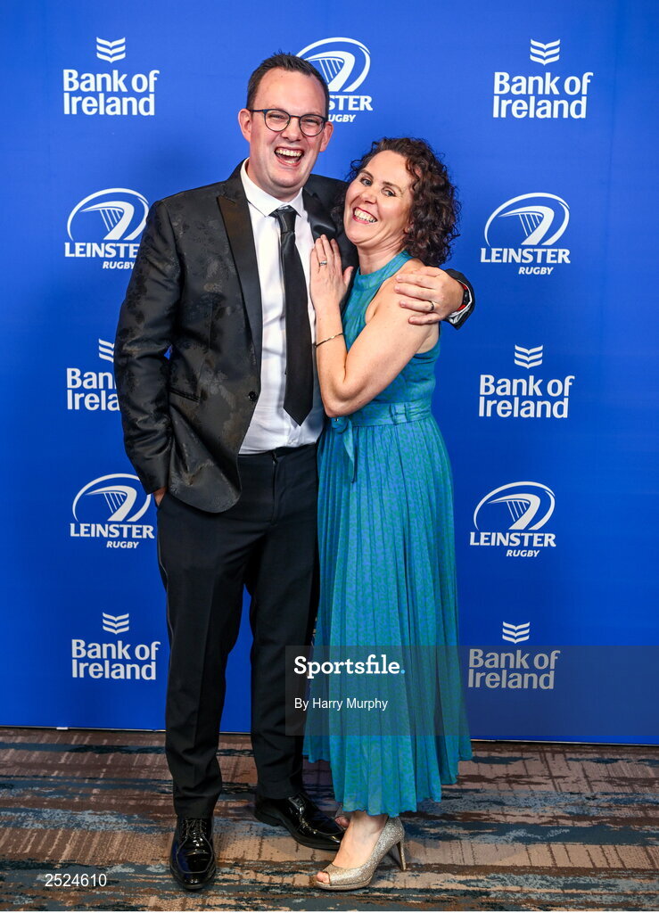 28 May 2023; On arrival at the Leinster Rugby Awards Ball is Daniel Kelly and Claire Kilcline. The Leinster Rugby Awards Ball, which took place at the Clayton Hotel Burlington Road in Dublin, was a celebration of the 2022/23 Leinster Rugby season. Photo by Harry Murphy/Sportsfile