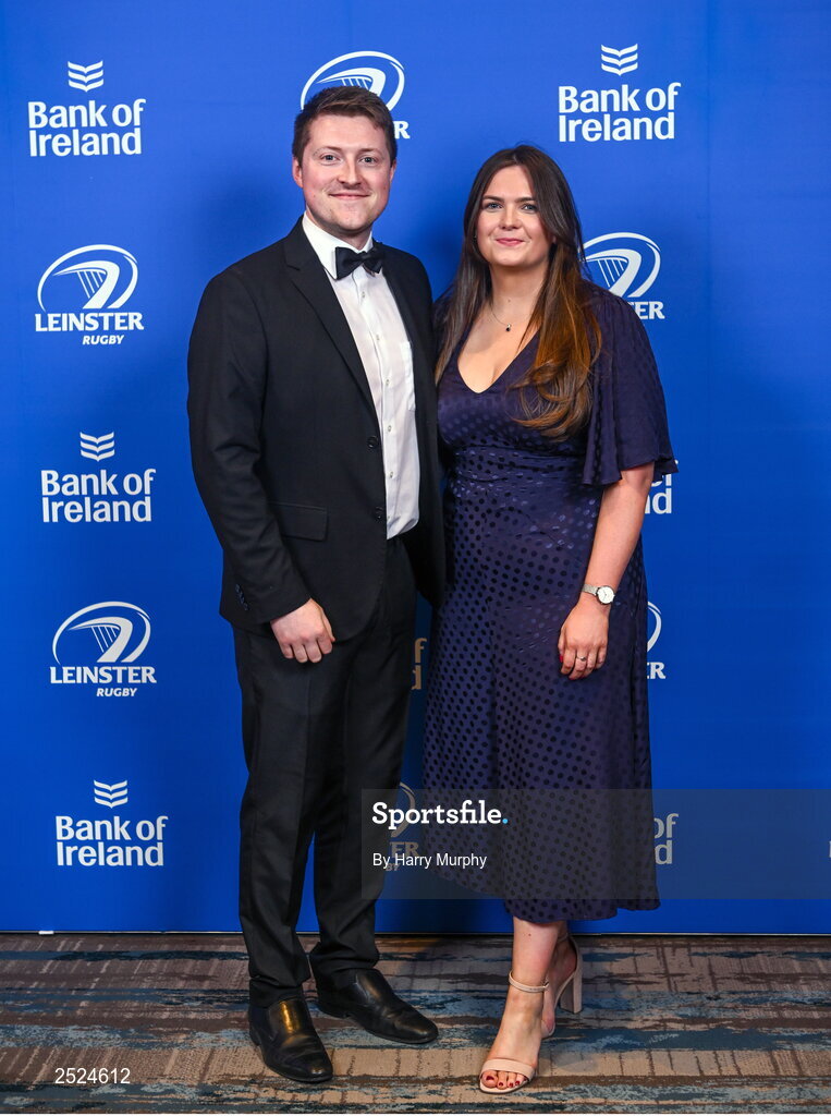 28 May 2023; On arrival at the Leinster Rugby Awards Ball is Rob Burke and Michaela Cronin-Neilan. The Leinster Rugby Awards Ball, which took place at the Clayton Hotel Burlington Road in Dublin, was a celebration of the 2022/23 Leinster Rugby. Photo by Harry Murphy/Sportsfile