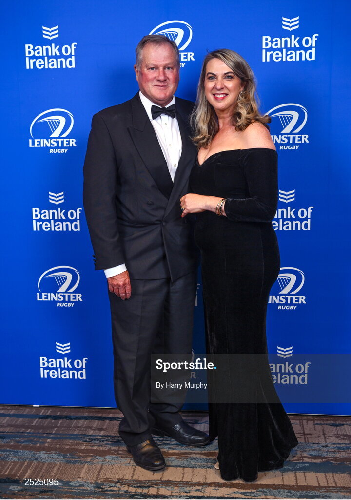 28 May 2023; On arrival at the Leinster Rugby Awards Ball is Karl and Claire Croke. The Leinster Rugby Awards Ball, which took place at the Clayton Hotel Burlington Road in Dublin, was a celebration of the 2022/23 Leinster Rugby season. Photo by Harry Murphy/Sportsfile