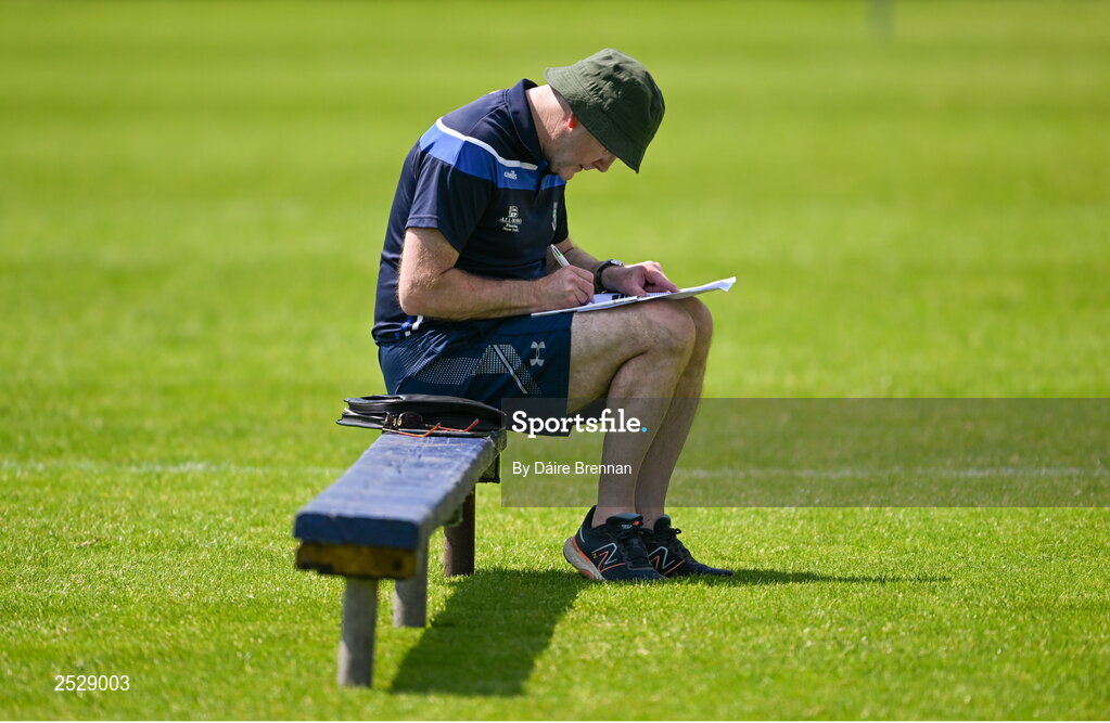 4 June 2023; Monaghan County Board Secretary Michael Carroll fills out his team-sheet ahead of the GAA Football All-Ireland Senior Championship Round 2 match between Monaghan and Clare at St Tiernach's Park in Clones, Monaghan. Photo by Daire Brennan/Sportsfile