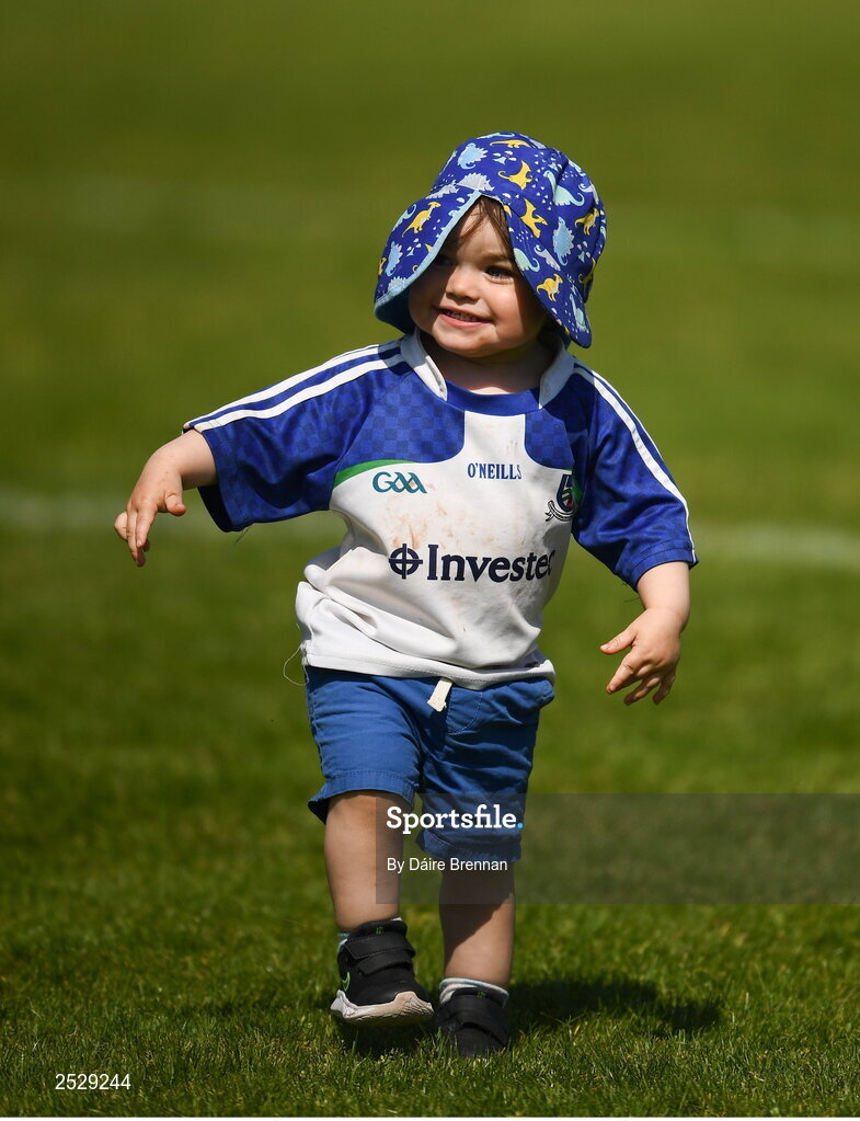 4 June 2023; Monaghan supporter Finn McEntee, aged 1 and a half, from Threemilehouse, Co Monaghan, after the GAA Football All-Ireland Senior Championship Round 2 match between Monaghan and Clare at St Tiernach's Park in Clones, Monaghan. Photo by Daire Brennan/Sportsfile