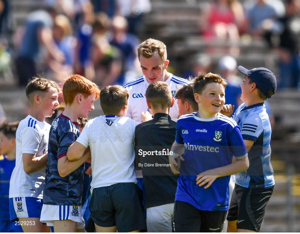 4 June 2023; Supporters flock to Jack McCarron of Monaghan after the GAA Football All-Ireland Senior Championship Round 2 match between Monaghan and Clare at St Tiernach's Park in Clones, Monaghan. Photo by Daire Brennan/Sportsfile