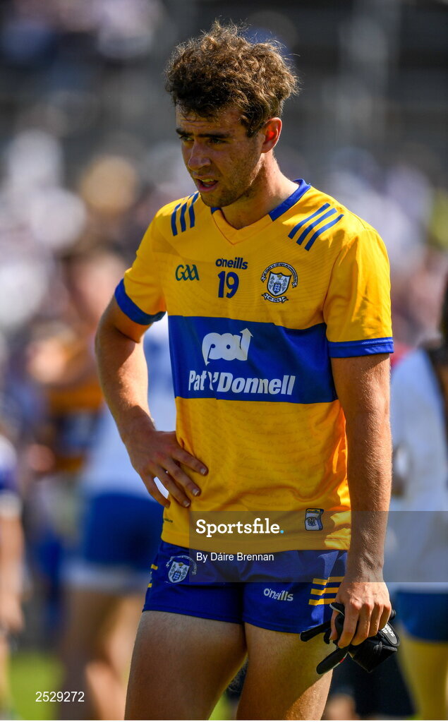 4 June 2023; A dejected Manus Doherty of Clare after the GAA Football All-Ireland Senior Championship Round 2 match between Monaghan and Clare at St Tiernach's Park in Clones, Monaghan. Photo by Daire Brennan/Sportsfile