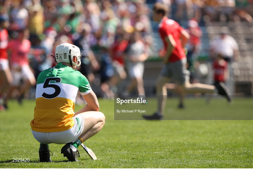 4 June 2023; Luke Watkins of Offaly after the O’Neills.com GAA Hurling All-Ireland U20 Championship Final match between Cork and Offaly at FBD Semple Stadium in Thurles, Tipperary. Photo by Michael P Ryan/Sportsfile