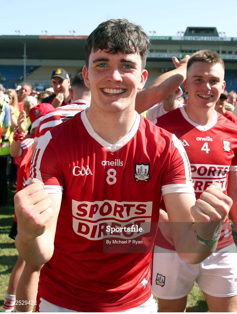 4 June 2023; Tadhg O'Connell of Cork celebrates after the O’Neills.com GAA Hurling All-Ireland U20 Championship Final match between Cork and Offaly at FBD Semple Stadium in Thurles, Tipperary. Photo by Michael P Ryan/Sportsfile